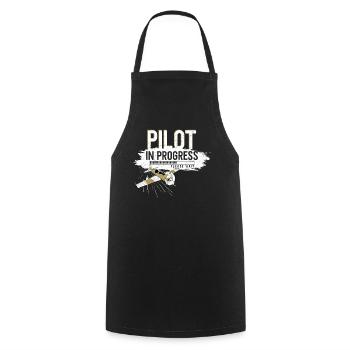 Airplane Pilot Future Pilot - Kochschürze - Schwarz - Vorne - AI Model Male 185 dark (185cm)