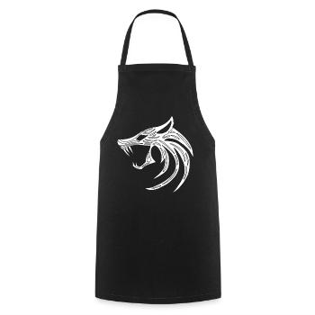 Loup démoniaque blanc - Tablier de cuisine - noir - Devant - AI Model Male 185 dark (185cm)