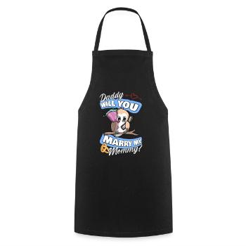 Offre de mariage Papa épouseras-tu ma maman - Tablier de cuisine - noir - Devant - AI Model Male 185 dark (185cm)