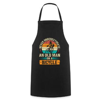 Alter Mann auf einem Fahrrad Retro Radfahrer Biker - Kochschürze - Schwarz - Vorne - AI Model Male 185 dark (185cm)