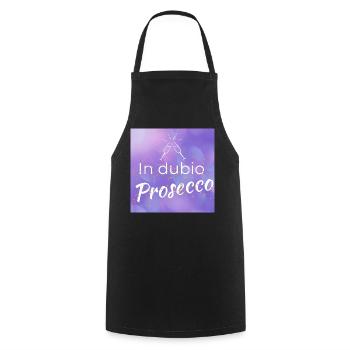 lustiger Spruch: "In dubio Prosecco" - Kochschürze - Schwarz - Vorne - AI Model Male 185 dark (185cm)
