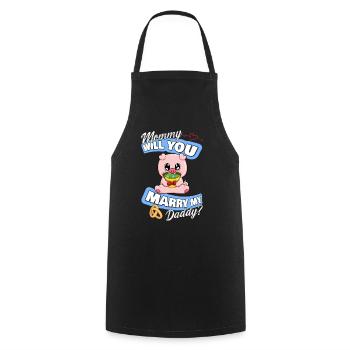 Offre de mariage maman épouseras-tu mon papa - Tablier de cuisine - noir - Devant - AI Model Male 185 dark (185cm)
