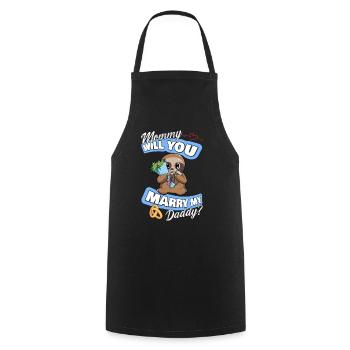 Offre de mariage maman épouseras-tu mon papa - Tablier de cuisine - noir - Devant - AI Model Male 185 dark (185cm)