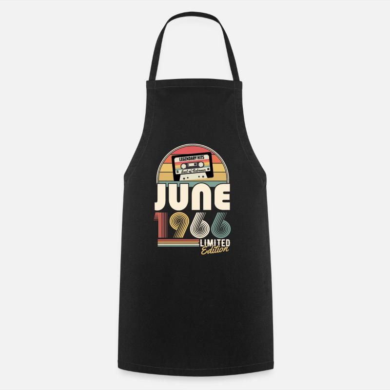 June 1966 Vintage Birthday Gift - Cooking Apron - black