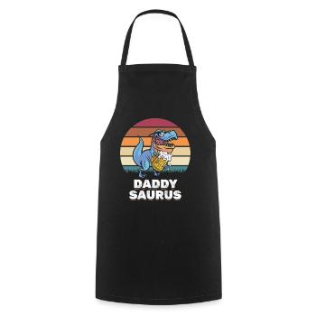 DaddySaurus Papa Dino Daddy Dinosaurier PapaSaurus - Kochschürze - Schwarz - Vorne - AI Model Male 185 dark (185cm)