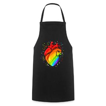 Coloré Real Heart LGBTQ GAY Lesbian Pride Mois - Tablier de cuisine - noir - Devant - AI Model Male 185 dark (185cm)