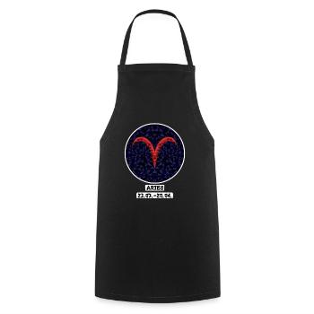 Aries 21.03.-20.04. - Cooking Apron - black - Front - AI Model Male 185 dark (185cm)