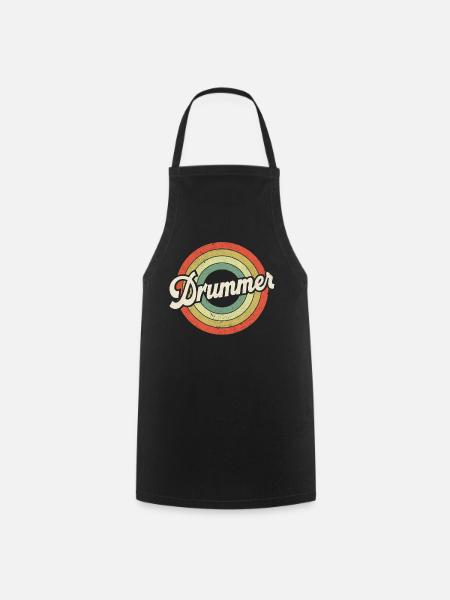 Drummer Retro Vintage Drummer - Cooking Apron - black