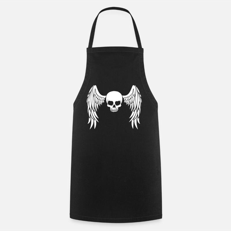 Crâne ailé blanc - Tablier de cuisine - noir