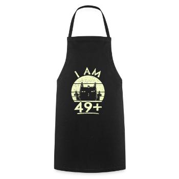 50th birthday woman 50th 50 years - I AM 49+ PLUS - Cooking Apron - black - Front - AI Model Male 185 dark (185cm)