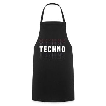 Futuristisches Techno-Design mit Neonfarben - Kochschürze - Schwarz - Vorne - AI Model Male 185 dark (185cm)
