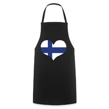 Drapeau du cœur de la Finlande - Tablier de cuisine - noir - Devant - AI Model Male 185 dark (185cm)