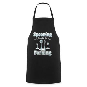 Wortwitz Kitchen Pun Restaurant Cuisine Couverts - Tablier de cuisine - noir - Devant - AI Model Male 185 dark (185cm)