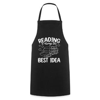 Lesen ist immer die beste Idee I Bücherlesen - Kochschürze - Schwarz - Vorne - AI Model Male 185 dark (185cm)