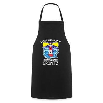 Grömitz Spruch - Kochschürze - Schwarz - Vorne - AI Model Male 185 dark (185cm)