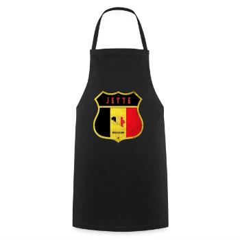 Jette Belgium Coat of Arms Flags Design - Cooking Apron - black - Front - AI Model Male 185 dark (185cm)