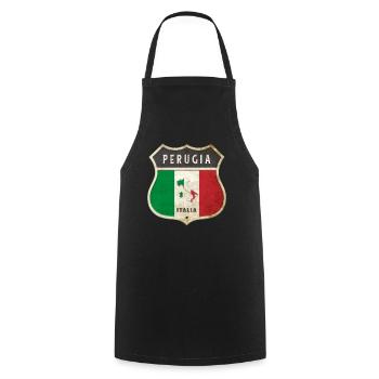 Pérouse Italie Armoiries Drapeaux Design - Tablier de cuisine - noir - Devant - AI Model Male 185 dark (185cm)