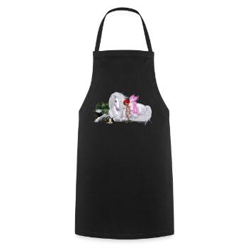 Merveilleuse licorne avec fée - Tablier de cuisine - noir - Devant - AI Model Male 185 dark (185cm)