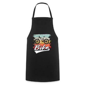 Mountain Bike MTB Nature Mountains Retro Wave Vintage - Cooking Apron - black - Front - AI Model Male 185 dark (185cm)