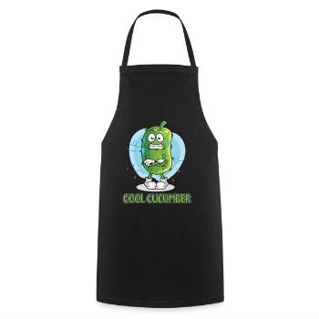 Concombre frais - Tablier de cuisine - noir - Devant - AI Model Male 185 dark (185cm)