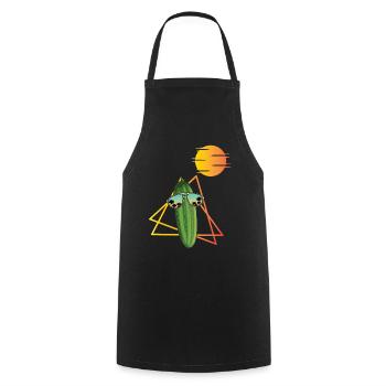 Concombre des années 80 - Tablier de cuisine - noir - Devant - AI Model Male 185 dark (185cm)