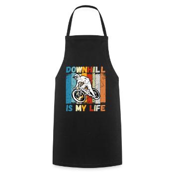 Downhill is My Life VTT RetroVintage - Tablier de cuisine - noir - Devant - AI Model Male 185 dark (185cm)