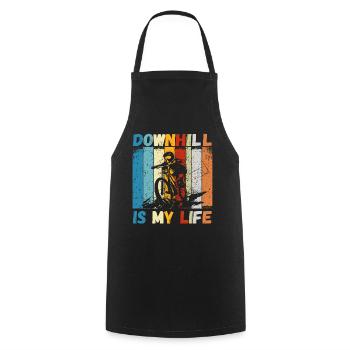 Downhill is My Life VTT RetroVintage - Tablier de cuisine - noir - Devant - AI Model Male 185 dark (185cm)