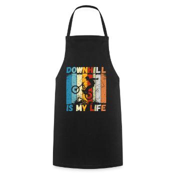 Downhill is My Life VTT RetroVintage - Tablier de cuisine - noir - Devant - AI Model Male 185 dark (185cm)