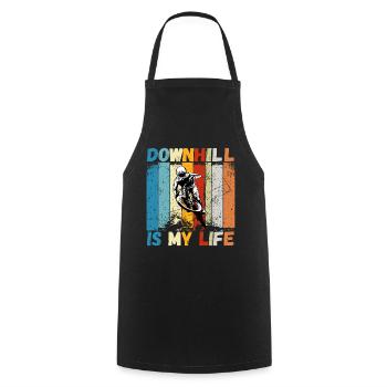 Downhill is My Life VTT RetroVintage - Tablier de cuisine - noir - Devant - AI Model Male 185 dark (185cm)