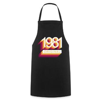 Born in 1981 - Cooking Apron - black - Front - AI Model Male 185 dark (185cm)