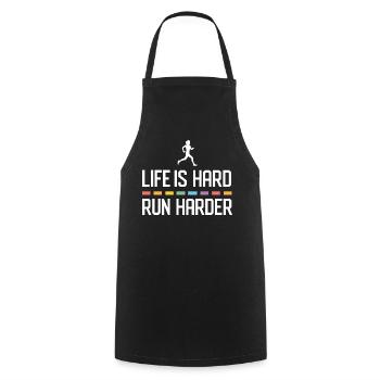 Life is Hard. Run Harder. - Cooking Apron - black - Front - AI Model Male 185 dark (185cm)