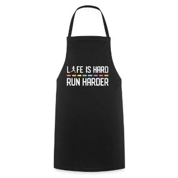 Life is Hard. Run Harder. - Cooking Apron - black - Front - AI Model Male 185 dark (185cm)