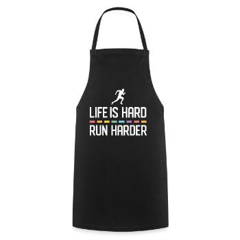 Life is Hard. Run Harder. - Cooking Apron - black - Front - AI Model Male 185 dark (185cm)