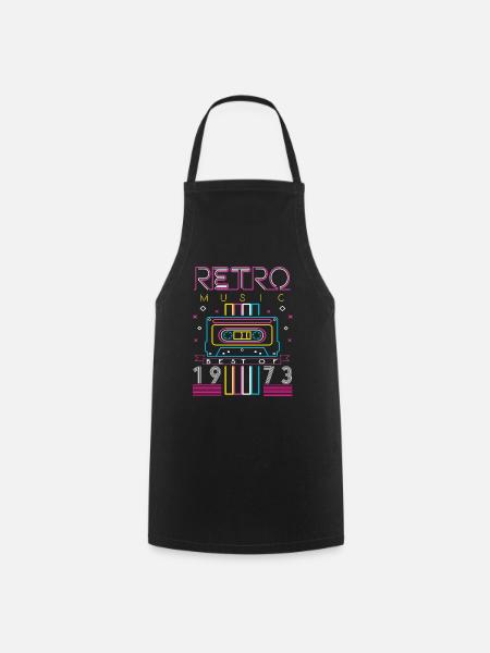 Best Of 1973 Retro Cassette Vintage Birthday - Cooking Apron - black