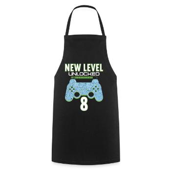 8 Years old 8 birthday outfit Gamer Gaming - Cooking Apron - black - Front - AI Model Male 185 dark (185cm)