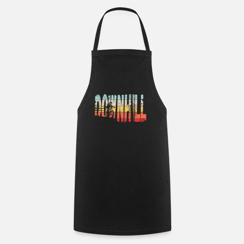 Downhill MTB Nature Mountains Retro Wave Vintage - Cooking Apron - black