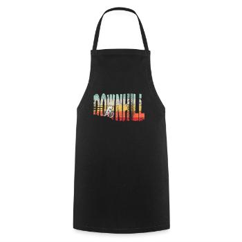 Downhill MTB Nature Mountains Retro Wave Vintage - Cooking Apron - black - Front - AI Model Male 185 dark (185cm)