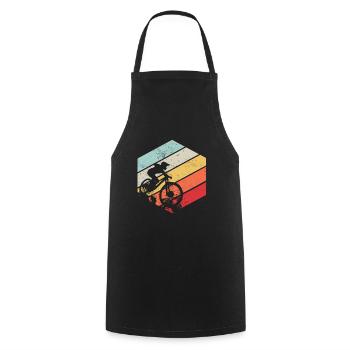 Descente VTT Nature Montagnes Retro Wave Vintage - Tablier de cuisine - noir - Devant - AI Model Male 185 dark (185cm)