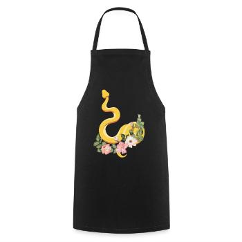 Snake Serpent Flower Floral - Cooking Apron - black - Front - AI Model Male 185 dark (185cm)