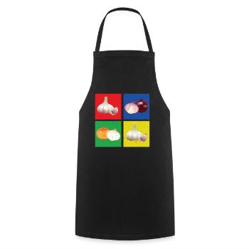 Oignon et ail - Tablier de cuisine - noir - Devant - AI Model Male 185 dark (185cm)