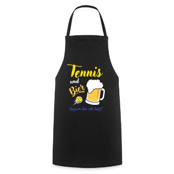 Tennis und Bier Spruch Geschenk Tennisspieler - Kochschürze - Schwarz - Vorne - AI Model Male 185 dark (185cm)
