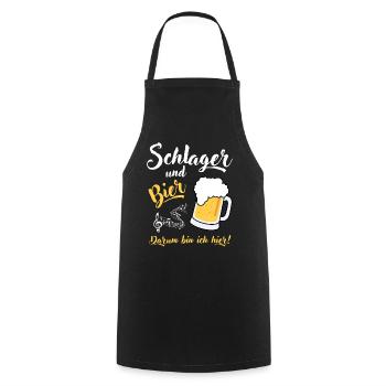 Schlager und Bier darum bin ich hier - Kochschürze - Schwarz - Vorne - AI Model Male 185 dark (185cm)
