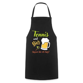 Tennis und Bier Spruch Geschenk Tennisspieler - Kochschürze - Schwarz - Vorne - AI Model Male 185 dark (185cm)