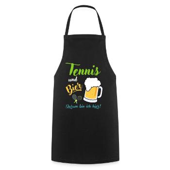 Tennis und Bier Tennistrainer Spruch Geschenk - Kochschürze - Schwarz - Vorne - AI Model Male 185 dark (185cm)