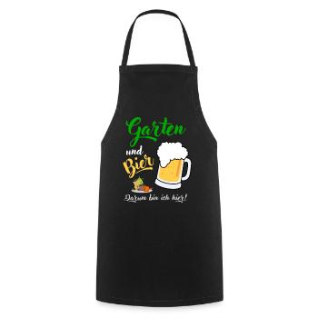 Garten und Bier darum bin ich hier Gärtner Spruch - Kochschürze - Schwarz - Vorne - AI Model Male 185 dark (185cm)