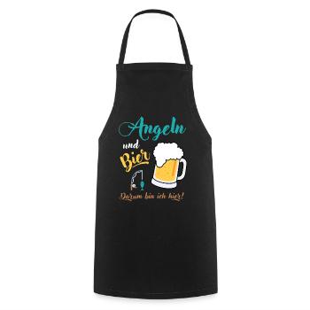 Angeln Bier Angler Fischer Spruch Geschenkidee - Kochschürze - Schwarz - Vorne - AI Model Male 185 dark (185cm)