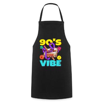 90s Outfit Party Motto Cassette 90's Vibe - Cooking Apron - black - Front - AI Model Male 185 dark (185cm)