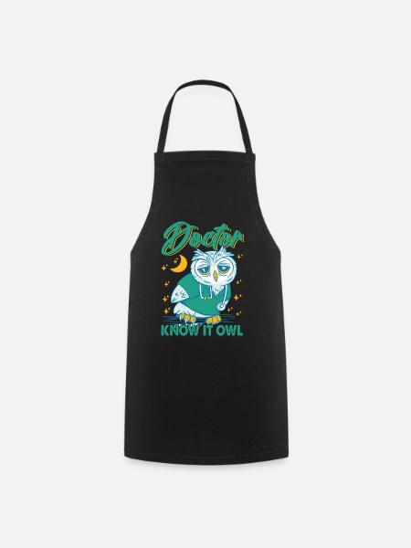 Doctor Know It Owl - Drôle d’oiseau - Chirurgien malade - Tablier de cuisine - noir