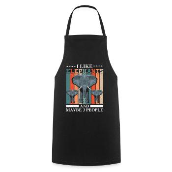 I like elephants and maybe 3 people zookeeper - Cooking Apron - black - Front - AI Model Male 185 dark (185cm)