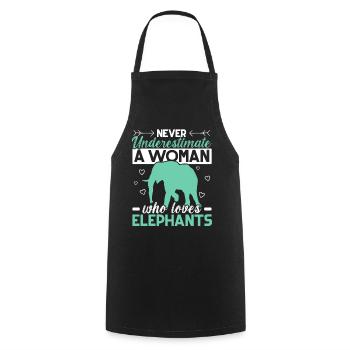 Une femme qui aime les éléphants Wildlife Animal Saf - Tablier de cuisine - noir - Devant - AI Model Male 185 dark (185cm)